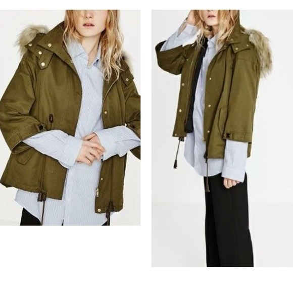 Zara Woman Faux Fur Parka Jacket Coat - Picture 2 of 13